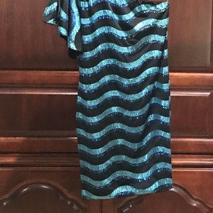 Beautiful one shoulder striped dress with sequins